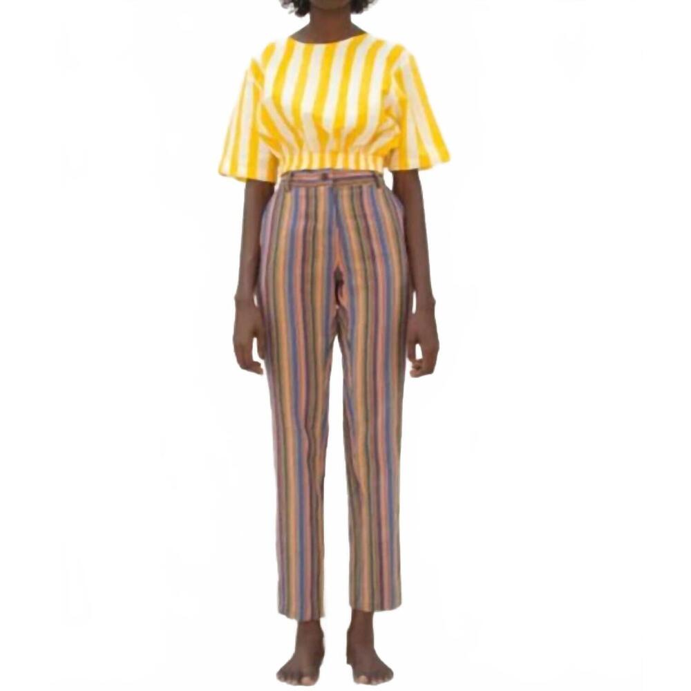 NEW STUDIO 189 hand batik cropped top in yellow & white stripe
